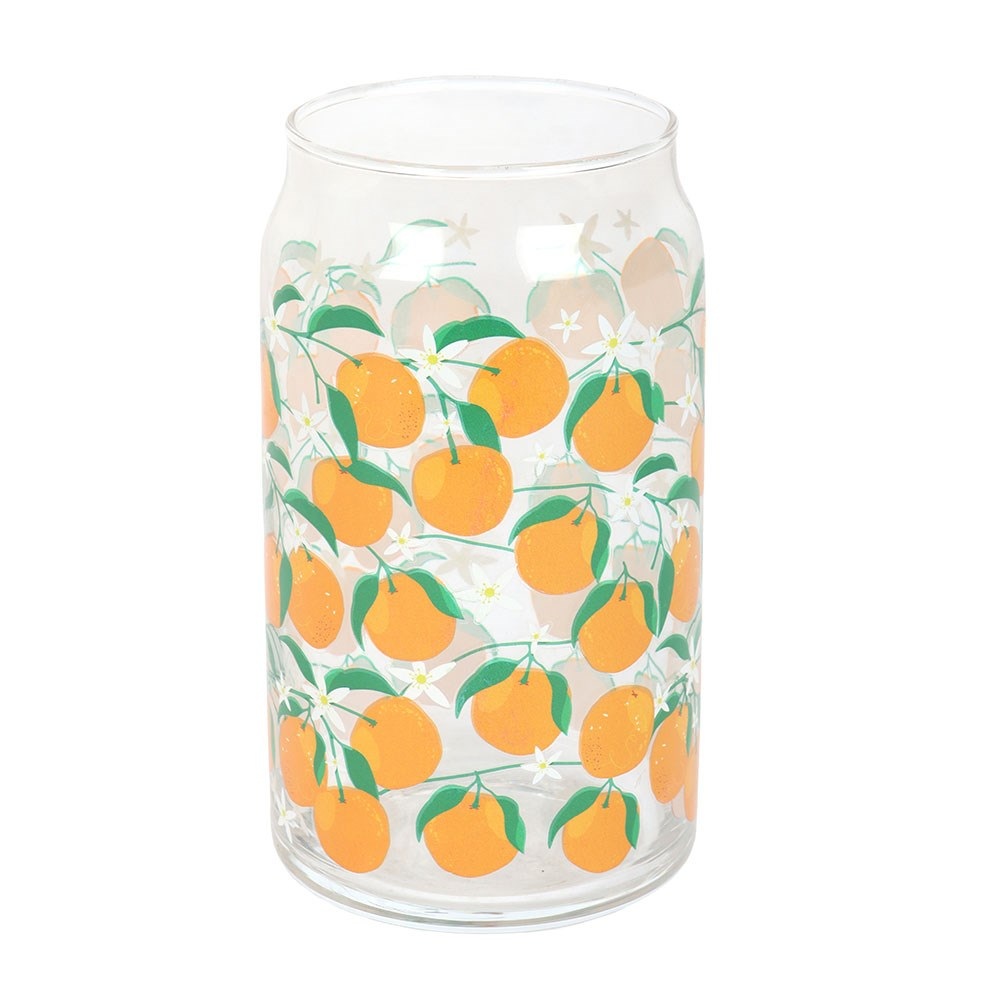 Something Different - Orange Print Can Glass Glassware - Multicolours